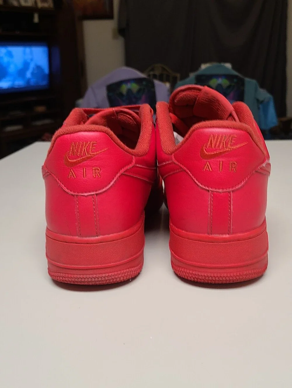 Nike Air Force 1 07 LV8 Triple Red leather casual low top sneakers size 13